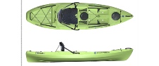 Wilderness Systems Tarpon 120 in plan and side view, colour of kayak is yellow.  Tarpon 120 Angler shown in picture.
